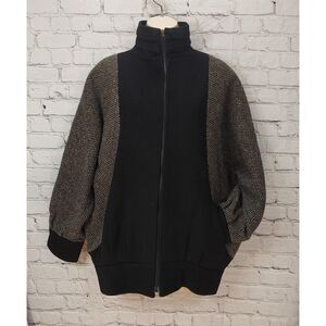 George David Fashions VINTAGE Women's Size Medium Black/Brown Tweed Zip Jacket